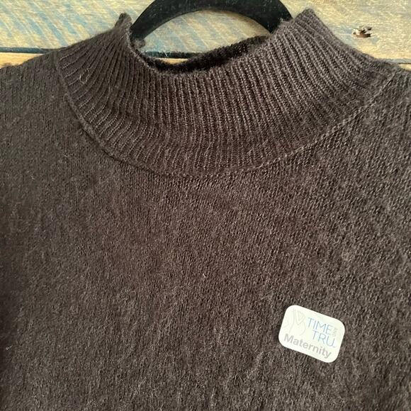 Time And Tru Black Maternity Mock Neck Sweater Size Large - Picture 3 of 11